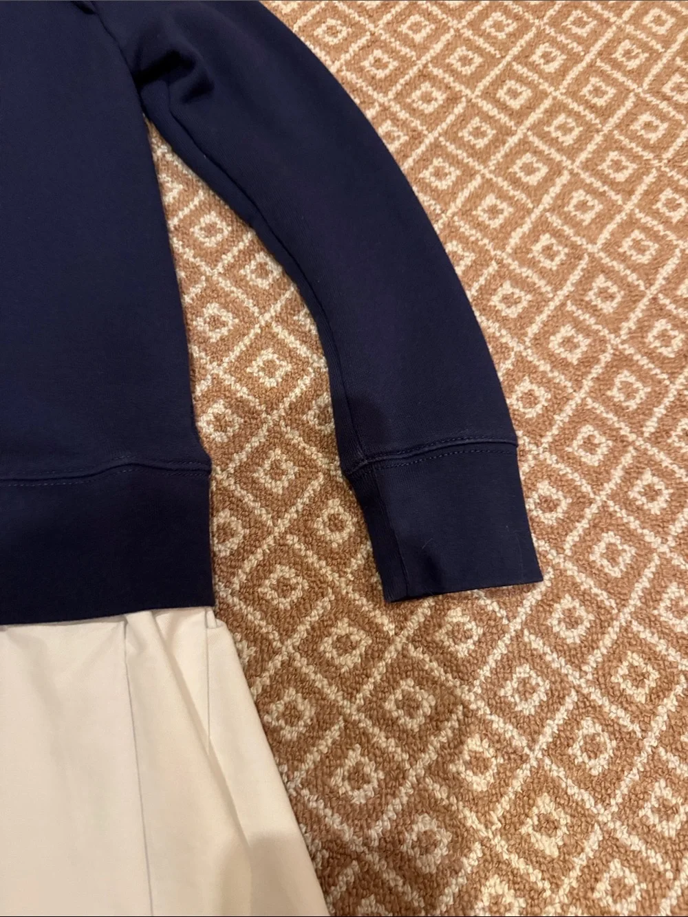 Ralph Lauren Navy and White Pleated Sweatshirt Dress